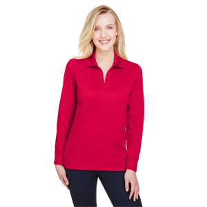 Devon & Jones CrownLux Performance™ Ladies' Plaited Long Sleeve Polo